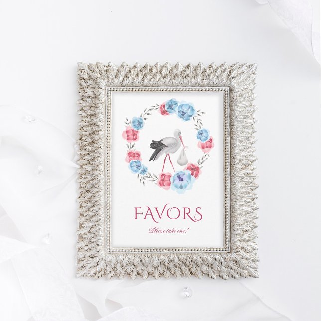 Winter Blush Pink Baby Shower Favours Table Sign Invitation (Creator Uploaded)