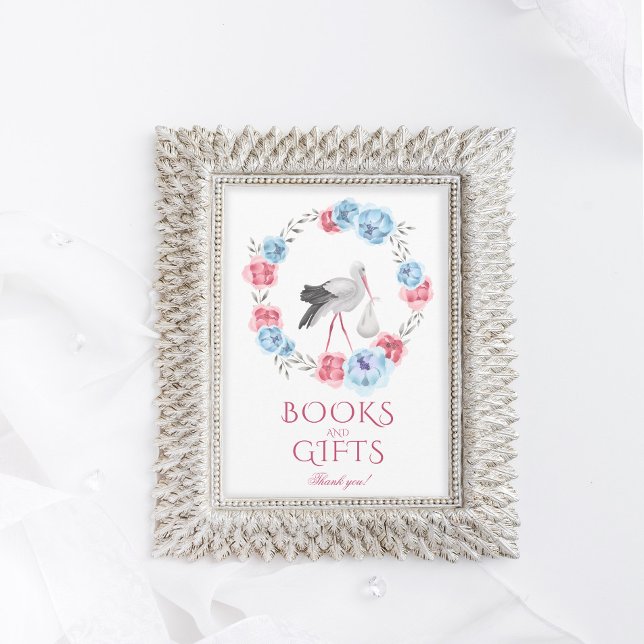 Winter Blush Pink Baby Shower Gifts Table Sign Invitation (Creator Uploaded)