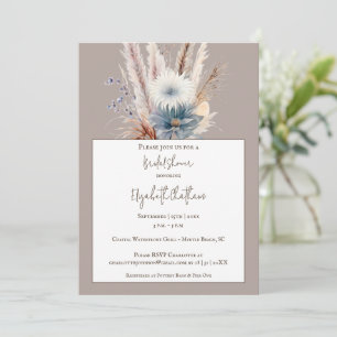 Winter Boho Floral Bridal Shower   Beige Invitation