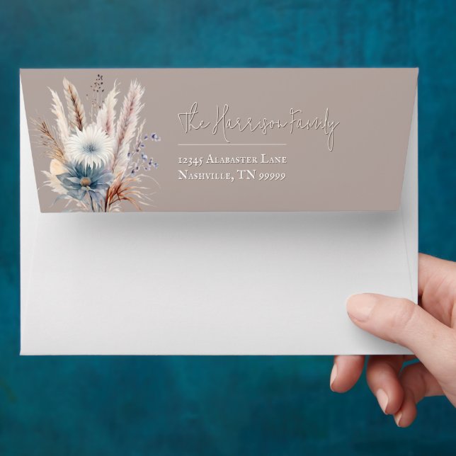 Winter Boho Floral Wedding | Beige Envelope (Hand)