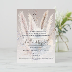 Winter Boho Floral Wedding   Beige Invitation