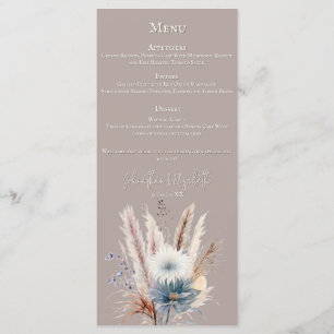 Winter Boho Floral Wedding Beige Menu