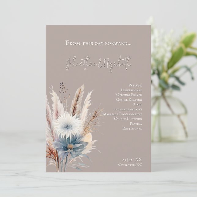 Winter Boho Floral Wedding | Beige Program (Standing Front)