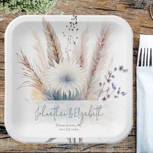 Winter Boho Floral Wedding   White Paper Plate
