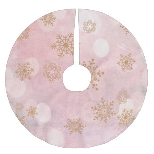 winter Bokeh pink Brushed Polyester Tree Skirt