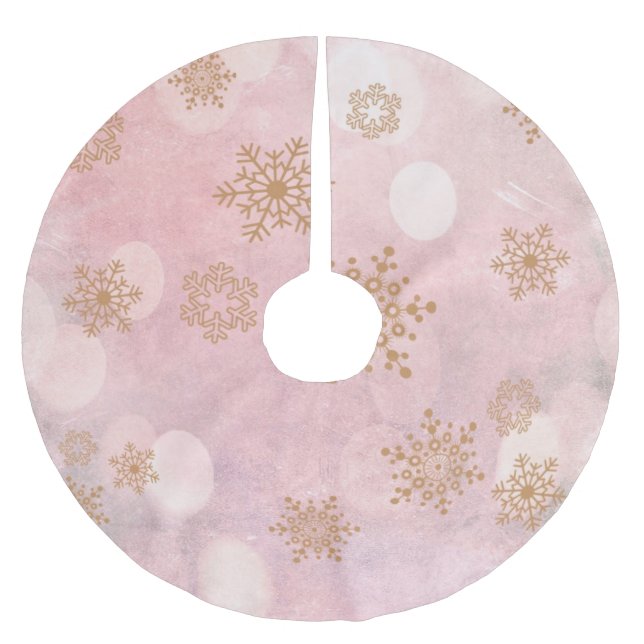 winter Bokeh pink Brushed Polyester Tree Skirt (Front)