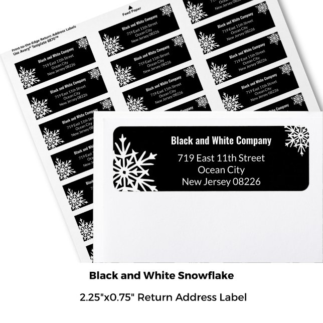 Winter Bold Black & White Snowflake Return Address (Creator Uploaded)