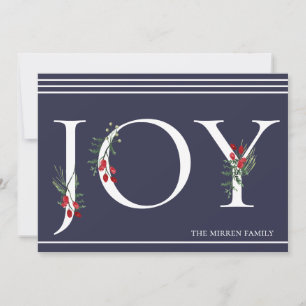 Winter Botanical Adorned Joy Flat Holiday Card