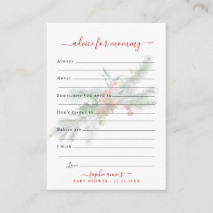 Winter Botanical Advice for Mommy Baby Shower Enclosure Card