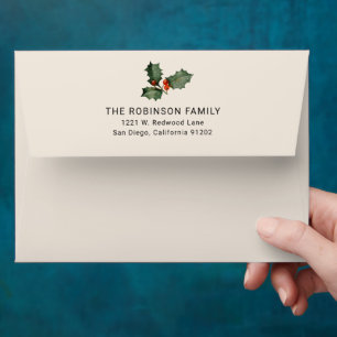 Winter Botanical Boho Christmas Return Address Envelope