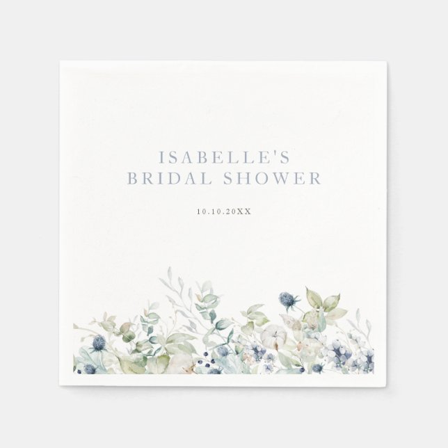 Winter Botanical Bridal Shower Napkin (Front)