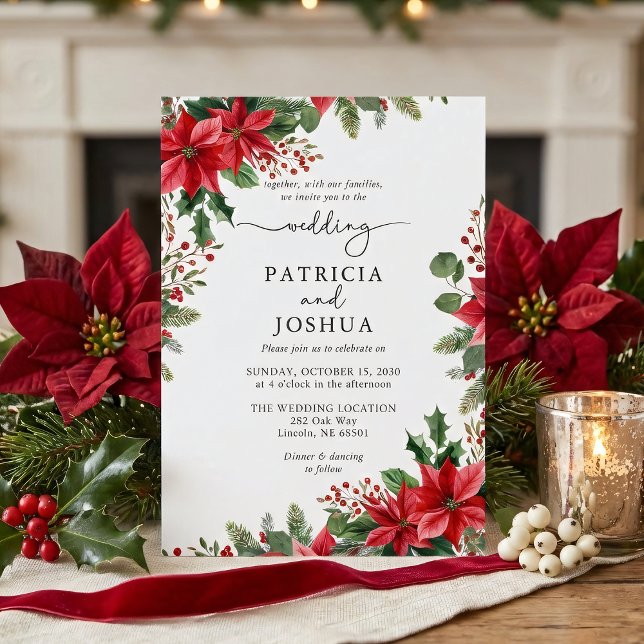 Winter Botanical Christmas Wedding Invitation (Créateur téléchargé)