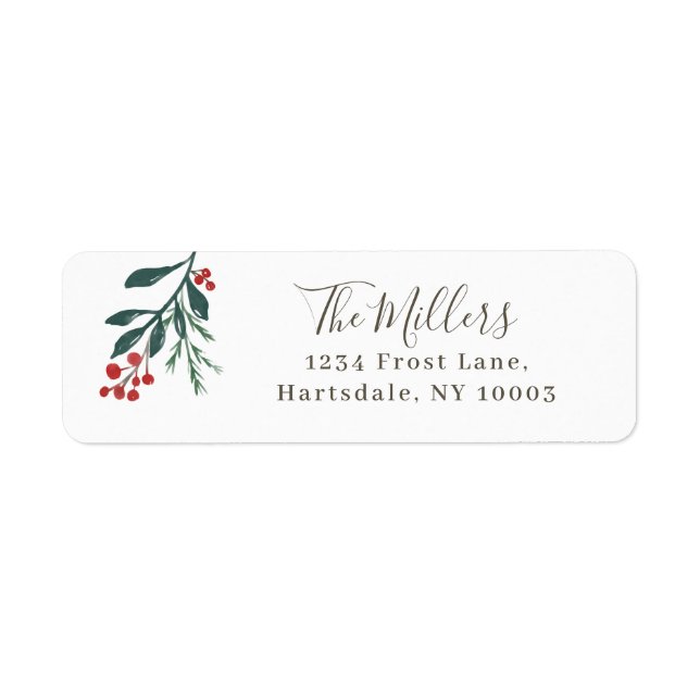 Winter Botanical Elegant Holiday Adresse de retour (Devant)