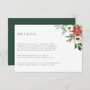 Winter Botanical Floral Wedding Details Card