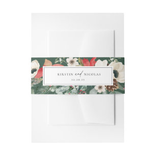 Winter Botanical Floral Wedding Invitation Belly Band