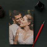 Winter Botanical Floral Wedding Photo Thank You Card<br><div class="desc">Elegant Script Photo Overlay with Elegant Watercolor Winter Floral Arrangement,  wedding photo thank you card. Features,  template text lines for your names and personalized message.</div>