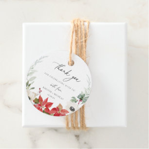 Winter Botanical Floral Wedding Thank You Favour Tags
