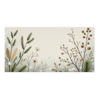Winter Botanical Foliage – Neutral Minimal Wall Ar Poster