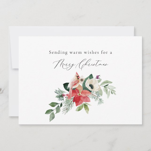 Winter Botanical Greenery Merry Christmas Holiday Card (Front)