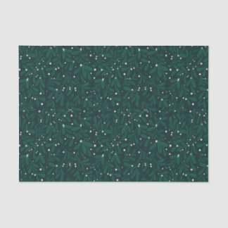 Winter Botanical Mistletoe Green Christmas Tissue Paper