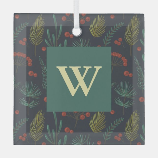 Winter Botanical Monogram Ornament (Front)