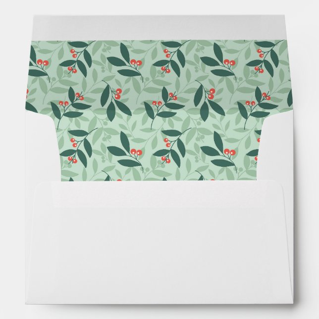 Winter botanical pattern - Christmas holly Envelope (Back (Bottom))