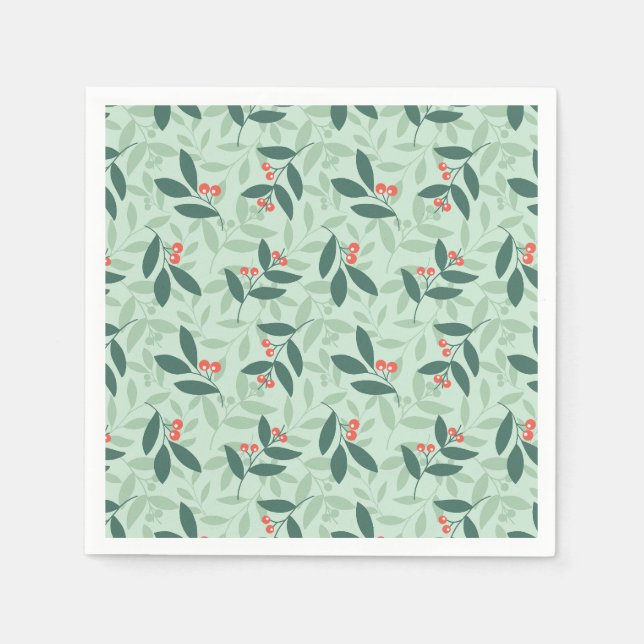 Winter botanical pattern - Christmas holly Napkin (Front)