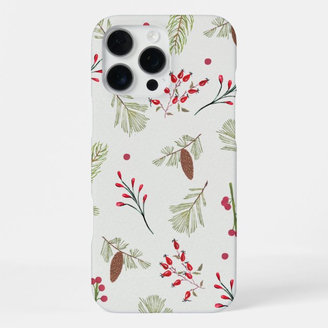 Winter Botanical Pine & Berry' iPhone Case (Back)
