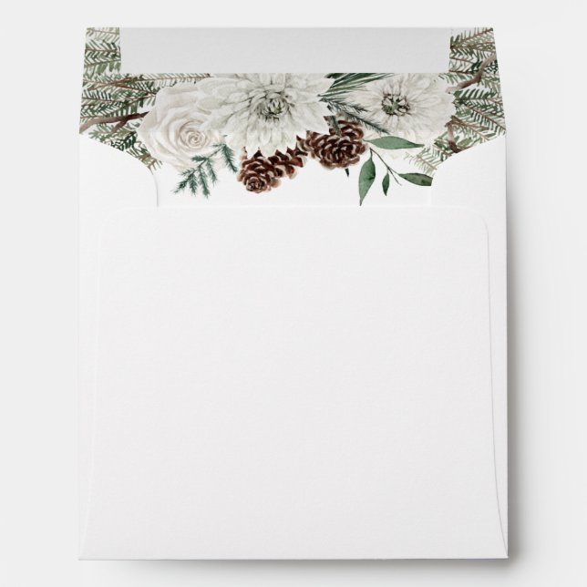 Winter Botanical Watercolor Greenery Bridal Shower Envelope (Back (Bottom))