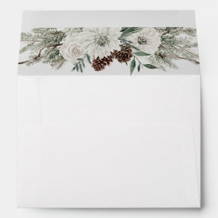 Winter Botanical Watercolor Greenery Bridal Shower Envelope