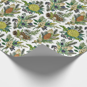 winter botanical wrapping paper