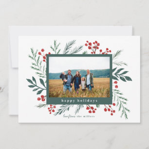 Winter Botanicals Christmas Photo Green Landscape Holiday Card
