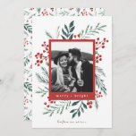 Winter Botanicals Christmas Photo Red Holiday Card<br><div class="desc">This completely customizable 1- photo holiday card features elegant hand-painted watercolor wintery botanicals that beautifully frame your photo. Comes with a matching pattern on the back and room to write a personalized message. Want to customize even more? Click on the “Edit using Design Tool.” This design is part of a...</div>