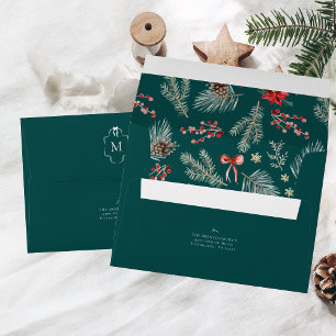 Winter Botanicals Coquette Bow   Christmas  Envelope
