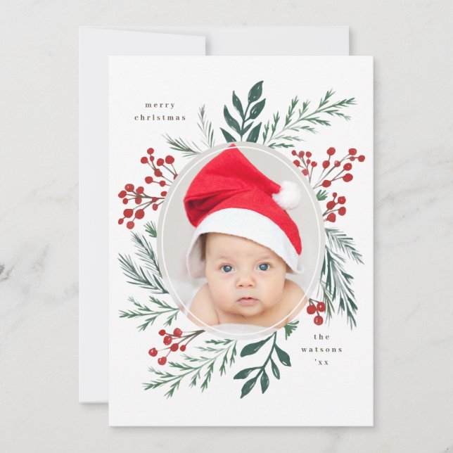 Winter Botanicals Elegant Christmas Photo (Front)