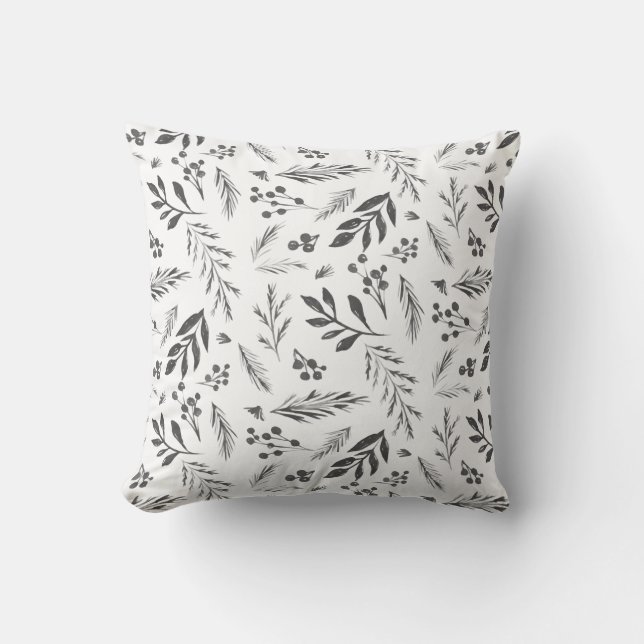 Winter Botanicals Elegant Holiday  Throw Pillow (Front)
