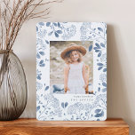Winter Bouquet | Hanukkah Photo Card<br><div class="desc">Elegant Hanukkah photo card features a favourite vertical or portrait oriented photo surrounded by a border of delicate blue botanical foliage and tiny watercolor flower blossoms. Your custom holiday greeting and family name or names appear beneath your photo in chic grey lettering. Personalize the back with two additional photos and...</div>