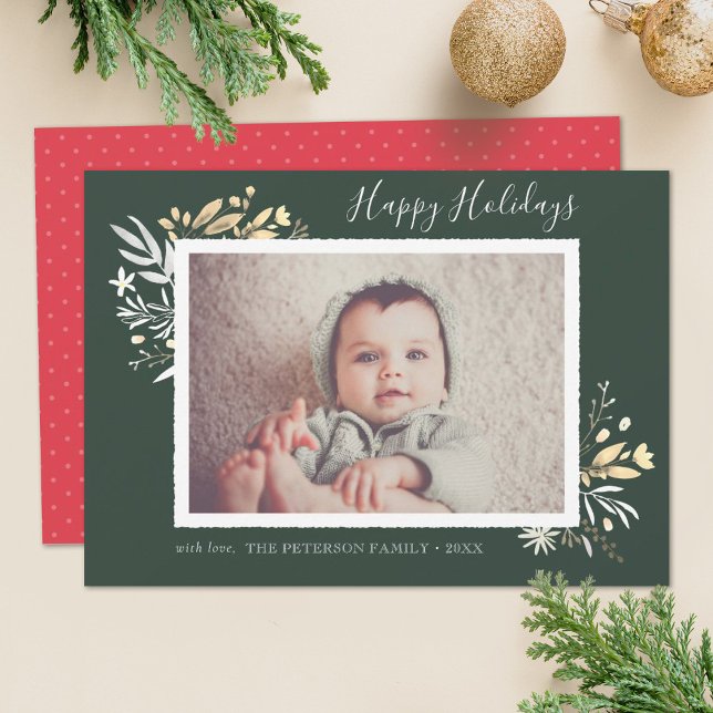 Winter Bouquet Happy Holidays Photo Card (Creator Uploaded)