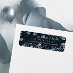 Winter Bouquet Return Address<br><div class="desc">Elegant return address labels are designed to match our Winter Bouquet Hanukkah card collection, with delicate blue botanical foliage and watercolor flower blossoms on a rich navy blue background. Personalize with your return address in white.</div>