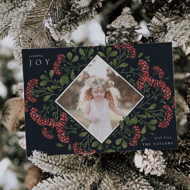 Winter Bouquet | Watercolor Botanical Photo Holiday Card (Creator Uploaded)