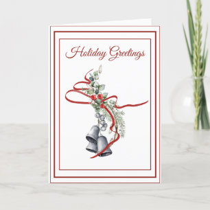 Winter Bouquet with Silver Bells Holiday Card