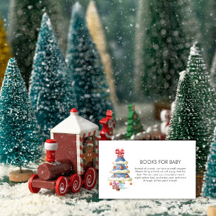 Winter Bow Christmas Tree Books For Baby Shower  Enclosure Card