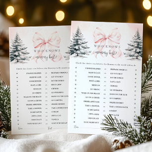 Winter Bow Who Knows Mommy Best Baby Shower Game