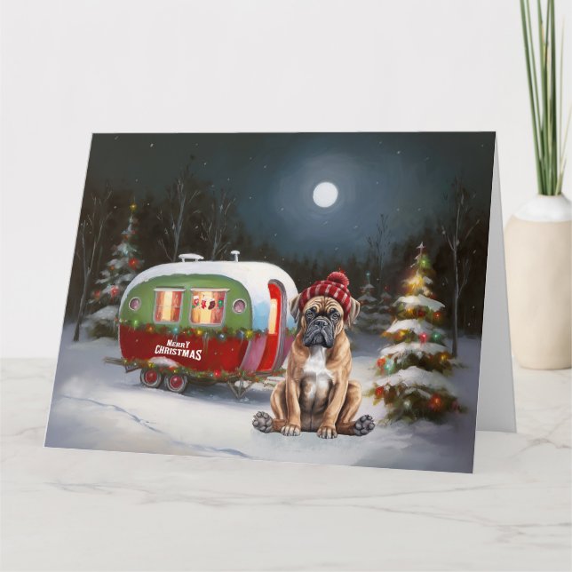 Winter Boxer Caravan Christmas Adventure Card (Front)