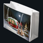 Winter Boxer Caravan Christmas Adventure Large Gift Bag<br><div class="desc">Embrace the magic of a snowy winter night as a caravan glides gracefully through the moonlit landscape. The serene beauty of the glistening snow and the enchanting glow of the moon create a captivating scene,  promising an unforgettable Christmas adventure filled with warmth,  joy,  and cherished memories.</div>