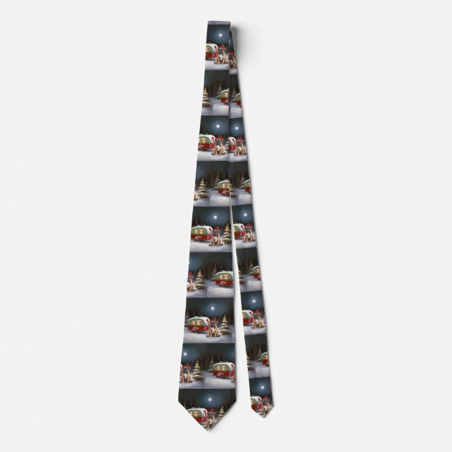 Winter Boxer Caravan Christmas Adventure Tie (Front)