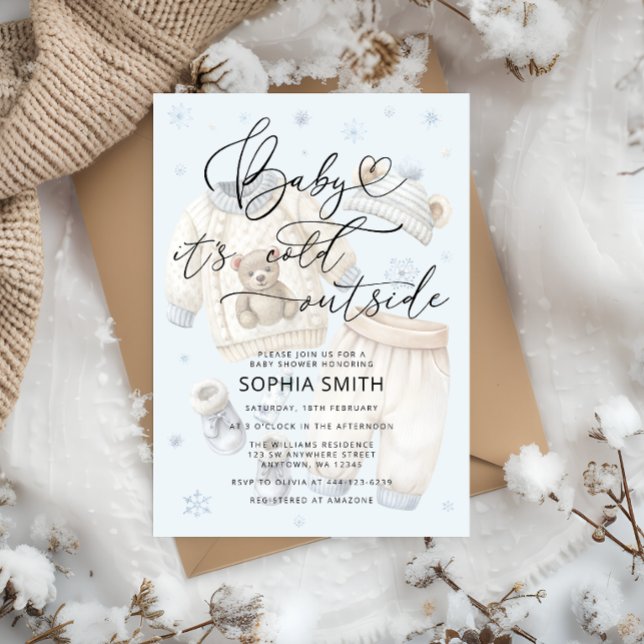 Winter Boy Baby Shower Cold Outside Invitation (Creator Uploaded)