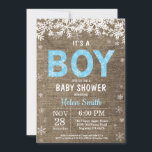 Winter Boy Baby Shower Invitation Invitation<br><div class="desc">Winter Boy Baby Shower Invitation. White Snowflake. Baby its cold outside Baby Shower invitation. Boy Baby Shower Invitation. Winter Holiday Baby Shower Invite. Rustic Wood Background. Country Vintage Retro Barn. For further customization,  please click the "Customize it" button and use our design tool to modify this template.</div>