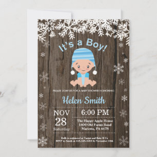 Winter Boy Baby Shower Snowflake Invitation