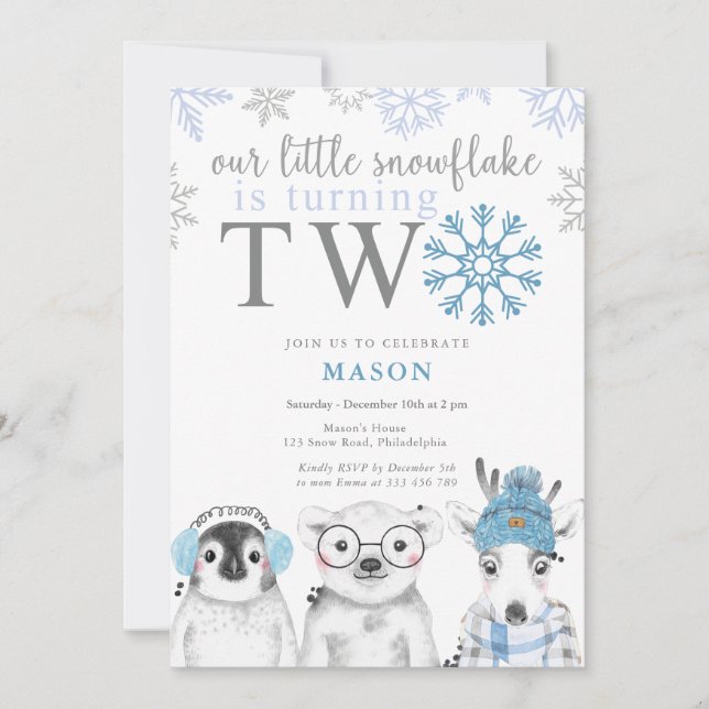 Winter Boy Invitation du 2e anniversaire (Devant)